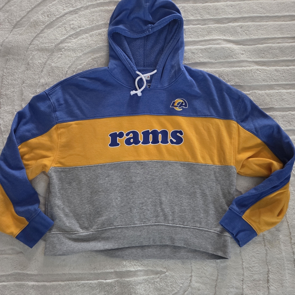 NFL Los Angeles LA Rams Women's Cropped Hoodie Sweater Size L - Picture 5 of 8